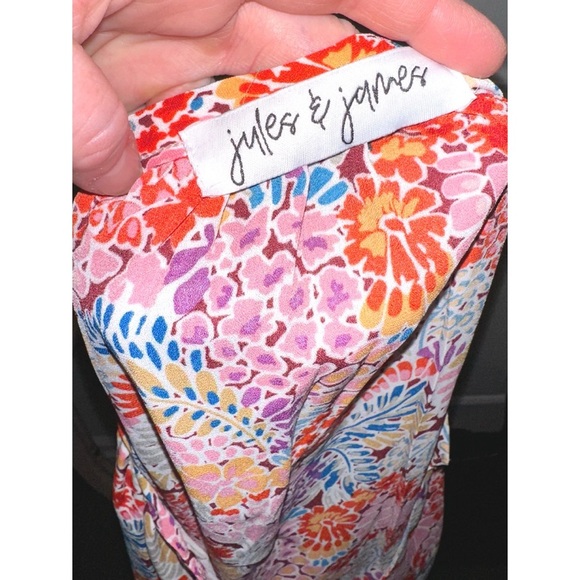 Jules & James boutique brand printed notched neck half sleeve top - Picture 7 of 8